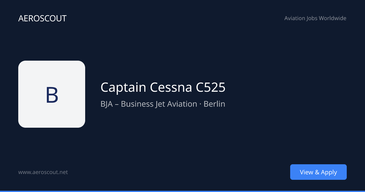 Captain Cessna C525 at BJA – Business Jet Aviation - Berlin | AeroScout